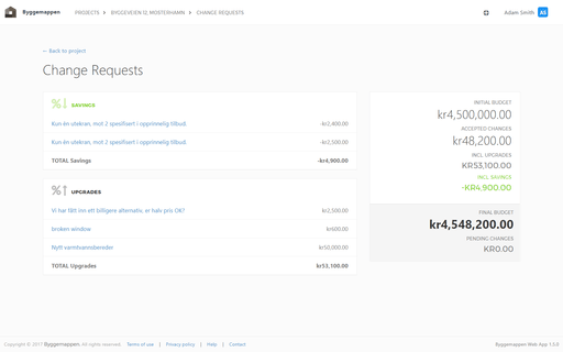 Web App, Change Requests