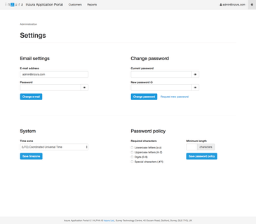 Admin Portal, Settings Admin Portal, Settings