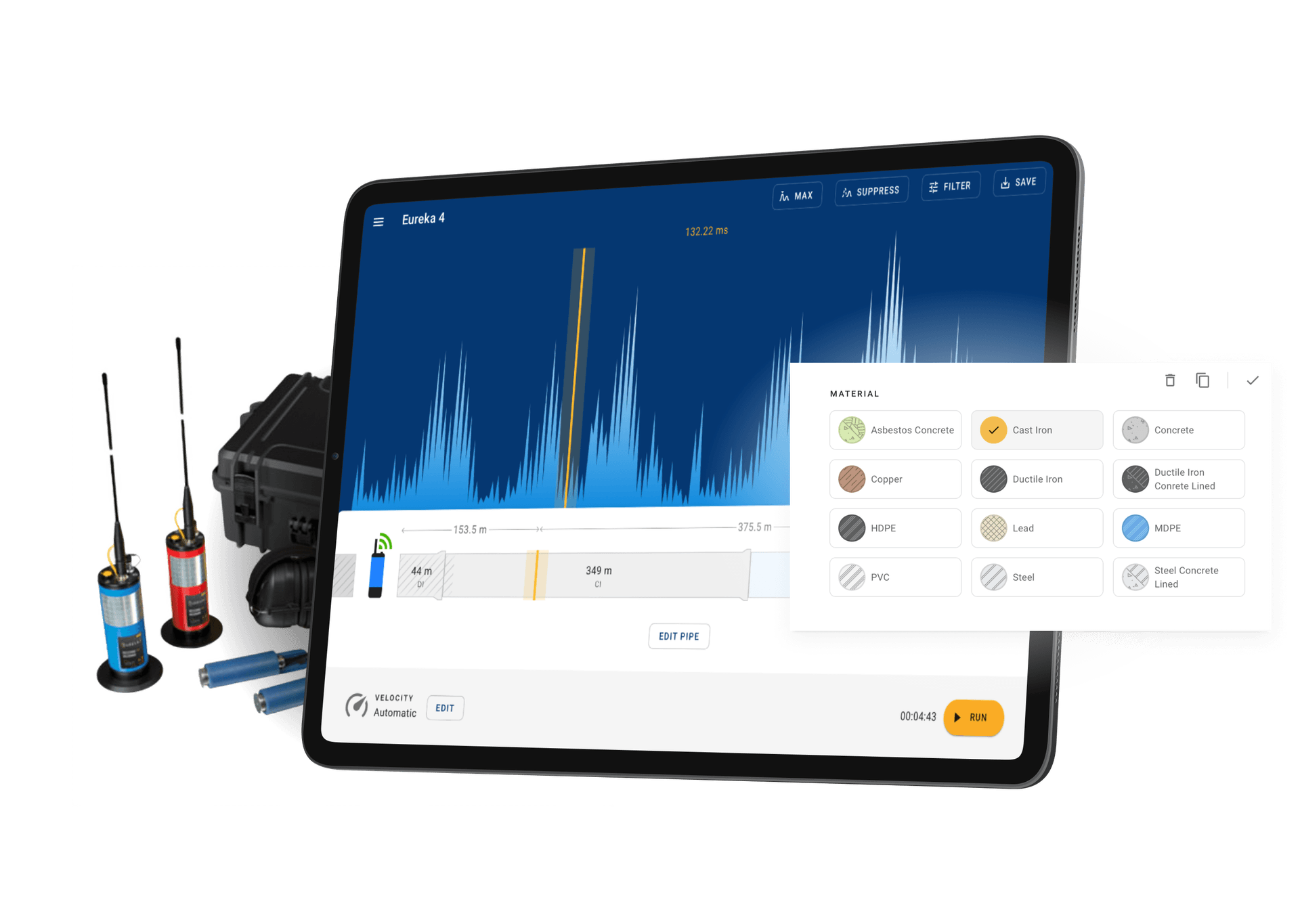 Tablet app design and development for on-site water leak locator by zaven